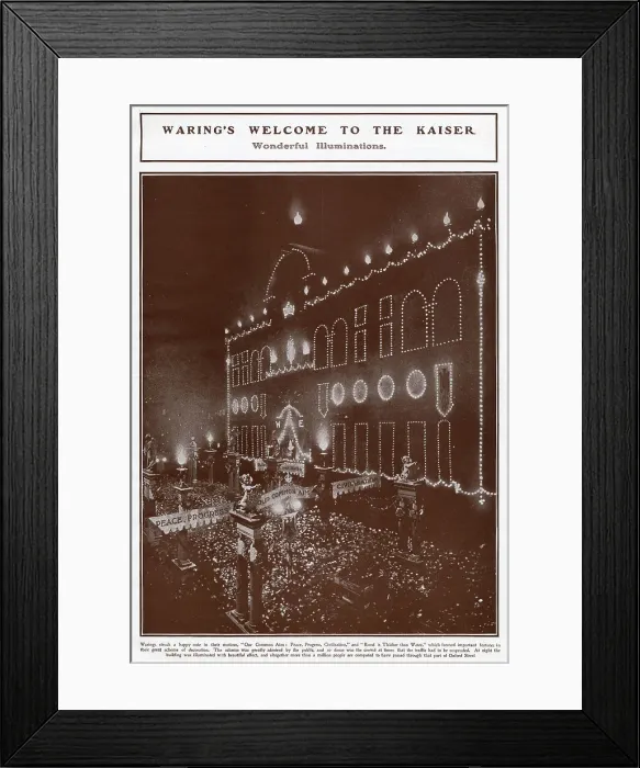 Framed Print : Welcoming Kaiser - Warings Shop Illuminated 1907 Framed Print : Welcoming Kaiser - Warings Shop Illuminated 1907