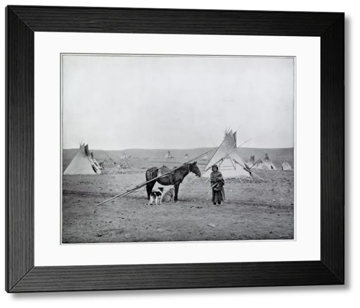 Framed Print : Native American Indian encampment, Calgary, Canada. Date: circa 1895 Framed Print : Native American Indian encampment, Calgary, Canada. Date: circa 1895