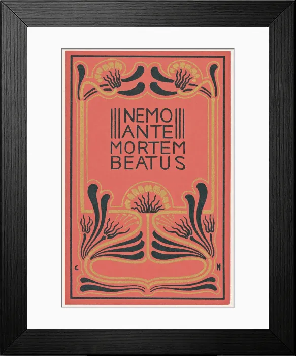 Framed Print : Art Nouveau design, Nemo Ante Mortem Beatus Framed Print : Art Nouveau design, Nemo Ante Mortem Beatus