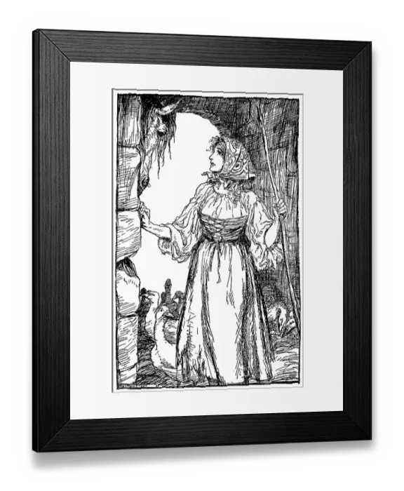 Framed Print : Illustration, The Goosegirl Framed Print : Illustration, The Goosegirl