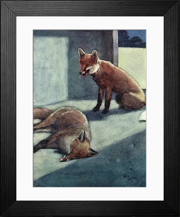 Framed Print : Illustration, White-Ear discovers a dead fox Framed Print : Illustration, White-Ear discovers a dead fox
