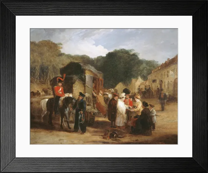 Framed Print : The Village of Waterloo, with travellers purchasing relics Framed Print : The Village of Waterloo, with travellers purchasing relics