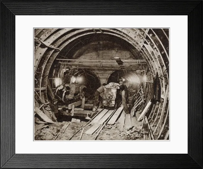 Framed Print : New tunnels for the Post Office Railway. 70ft beneath the ground near Oxford Street the nearly completed, double track line, that carried mail between some of London's largest sorting offices and some of the main railway termini. Date: 1958 Framed Print : New tunnels for the Post Office Railway. 70ft beneath the ground near Oxford Street the nearly completed, double track line, that carried mail between some of London's largest sorting offices and some of the main railway termini. Date: 1958