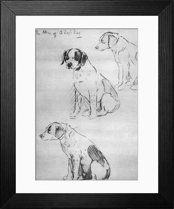 Framed Print : Sketches by Cecil Aldin, Time I Was Dead Framed Print : Sketches by Cecil Aldin, Time I Was Dead