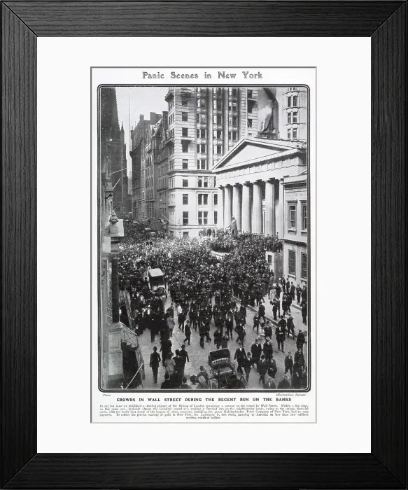 Framed Print : Panic Scene in New York 1907 Framed Print : Panic Scene in New York 1907