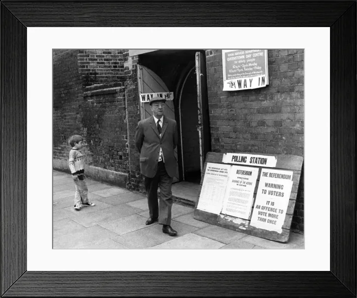 Framed Print : Polling Station, Referendum Day, 5 June 1975 Framed Print : Polling Station, Referendum Day, 5 June 1975