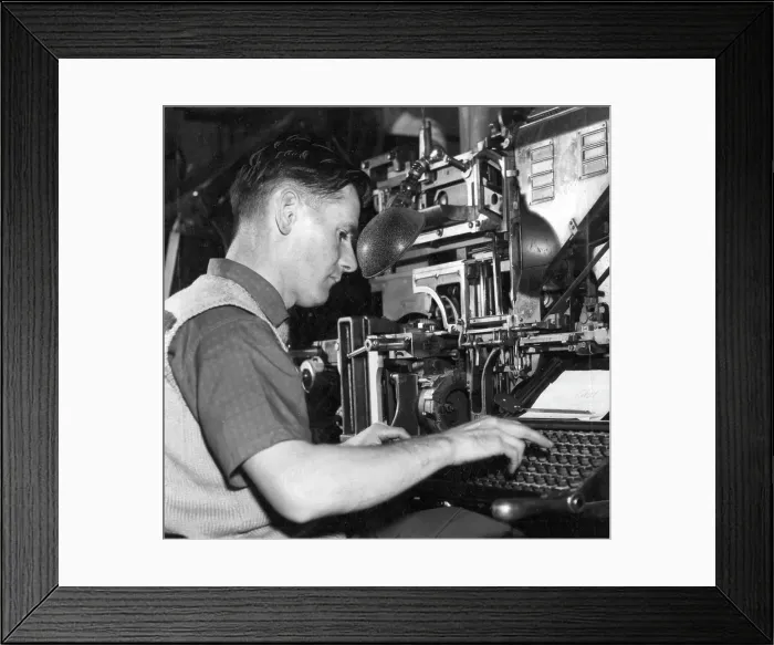 Framed Print : Man at work, Daily Worker newspaper, London Framed Print : Man at work, Daily Worker newspaper, London