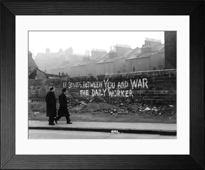 Framed Print : Daily Worker slogan on a wall Framed Print : Daily Worker slogan on a wall
