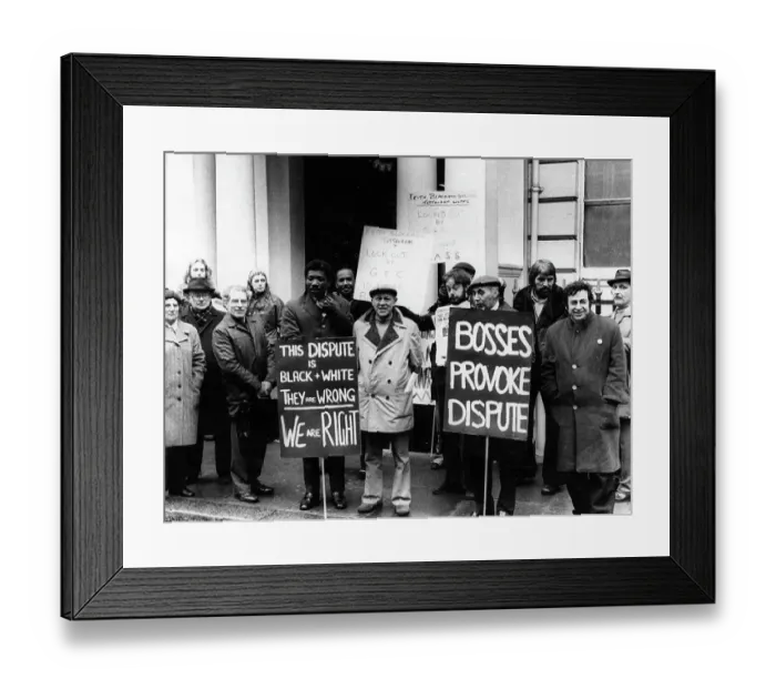 Framed Print : GEC workers campaigning, GEC Headquarters, London Framed Print : GEC workers campaigning, GEC Headquarters, London