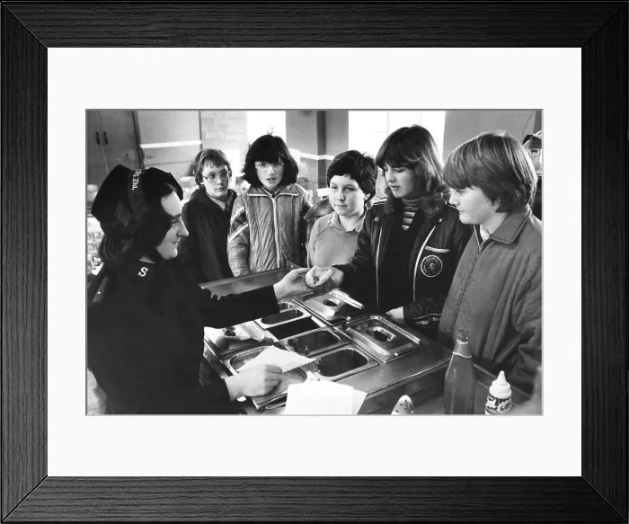 Framed Print : Salvation Army serving school meals, Lincolnshire Framed Print : Salvation Army serving school meals, Lincolnshire