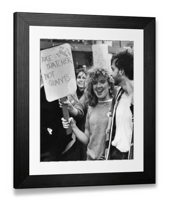 Framed Print : Students demonstrating over grant offer Framed Print : Students demonstrating over grant offer