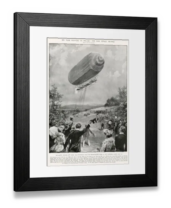 Framed Print : Biggest experimental airship built at the time, designed by Dr. Barton and F. L. Rawson flying over Alexandra Palace, London. Date: 22nd July 1905 Framed Print : Biggest experimental airship built at the time, designed by Dr. Barton and F. L. Rawson flying over Alexandra Palace, London. Date: 22nd July 1905