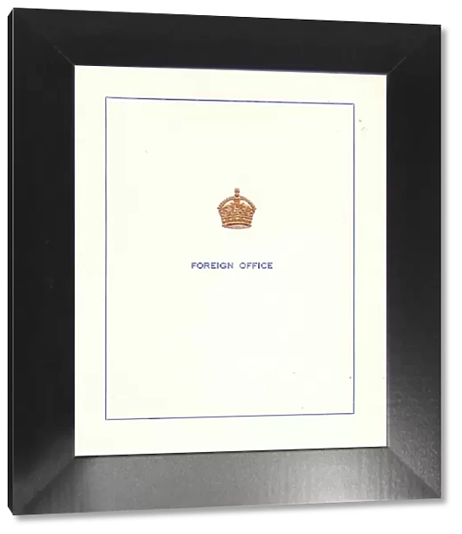 Greetings card with gold crown, British Foreign Office