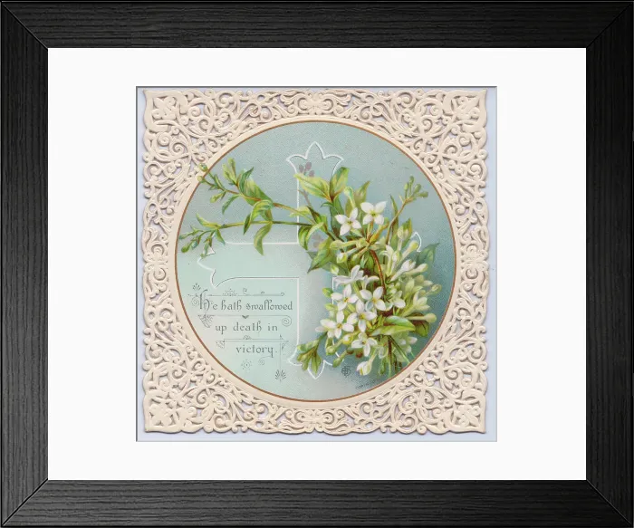 Framed Print : White flowers on an Easter card