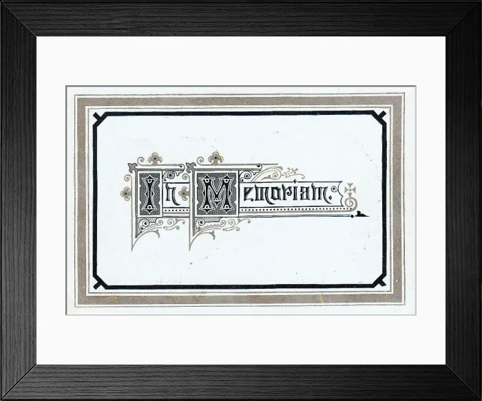 Framed Print : Victorian mourning card, In Memoriam Framed Print : Victorian mourning card, In Memoriam