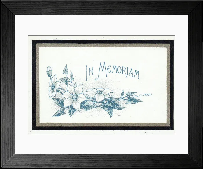 Framed Print : Victorian mourning card, In Memoriam Framed Print : Victorian mourning card, In Memoriam