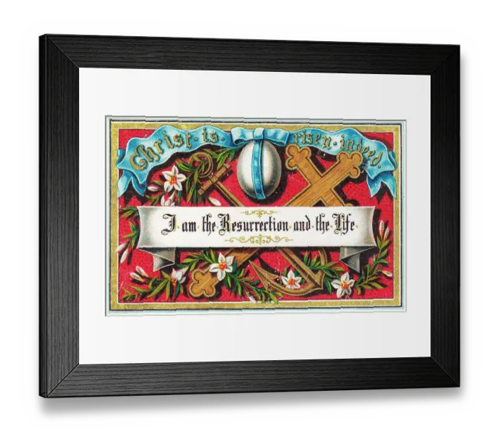 Framed Print : White flowers, cross and anchor on an Easter card Framed Print : White flowers, cross and anchor on an Easter card