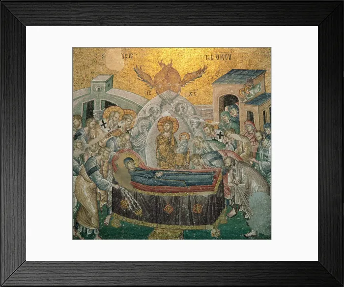 Framed Print : Byzantine Art. Mosaic. The Dormition of the Virgin. Nave of Framed Print : Byzantine Art. Mosaic. The Dormition of the Virgin. Nave of
