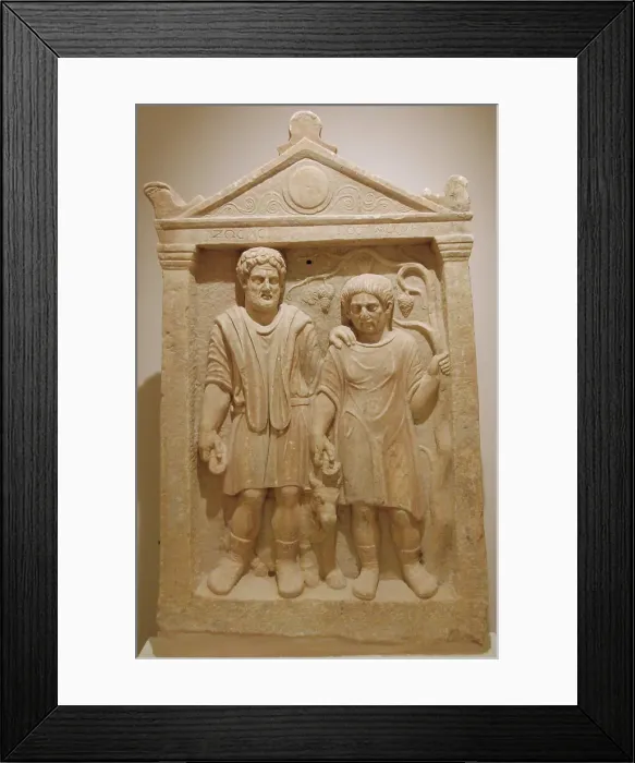 Framed Print : Gravestone of Sosas and Nostimos. Greece Framed Print : Gravestone of Sosas and Nostimos. Greece