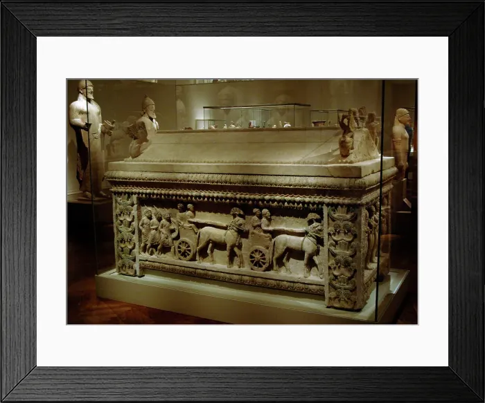 Framed Print : Phoenician art. Cyprus. The Amathus sarcophagus Framed Print : Phoenician art. Cyprus. The Amathus sarcophagus