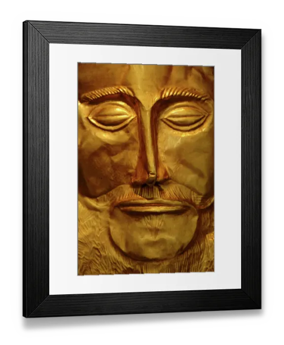 Framed Print : Mycenaean art. Greece. Funerary Mask of Agamemnon in gold fo Framed Print : Mycenaean art. Greece. Funerary Mask of Agamemnon in gold fo
