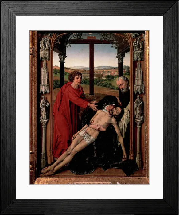 Framed Print : Tryptich of the Virgin. The Pieta. By Rogier van der Weyden