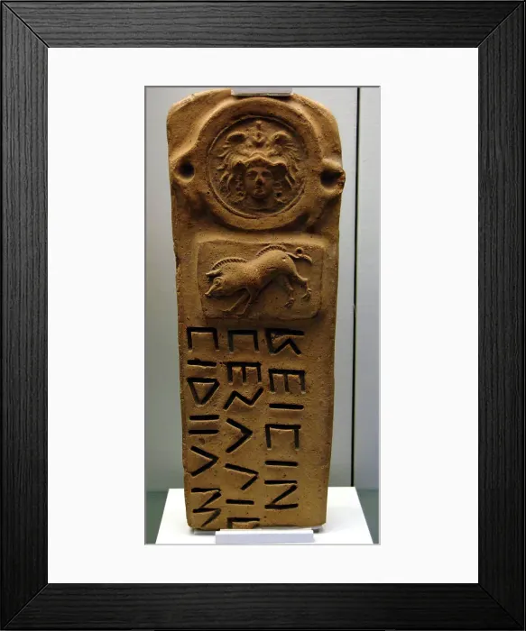 Framed Print : Boundary-marker in Oscan language. 300-100 BC Framed Print : Boundary-marker in Oscan language. 300-100 BC