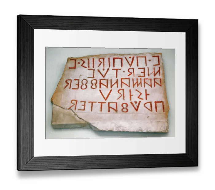 Framed Print : Stela with Oscan inscription. 300-100 BC Framed Print : Stela with Oscan inscription. 300-100 BC