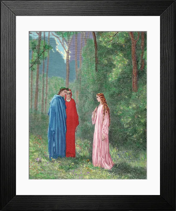 Framed Print : Divine Comedy. Fifth Canto of the Purgatory. Dante talks wit Framed Print : Divine Comedy. Fifth Canto of the Purgatory. Dante talks wit