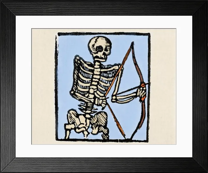 Framed Print : Death depicted with a bow and arrow Framed Print : Death depicted with a bow and arrow