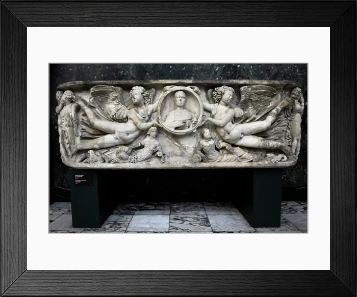 Framed Print : Roman Art. Sarcphagus with Cupids and Portrait. C. 250-270 A Framed Print : Roman Art. Sarcphagus with Cupids and Portrait. C. 250-270 A
