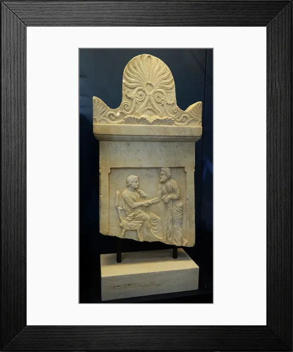 Framed Print : Greek Art. Gravestone. Attica. 400-350 BC. Greece Framed Print : Greek Art. Gravestone. Attica. 400-350 BC. Greece