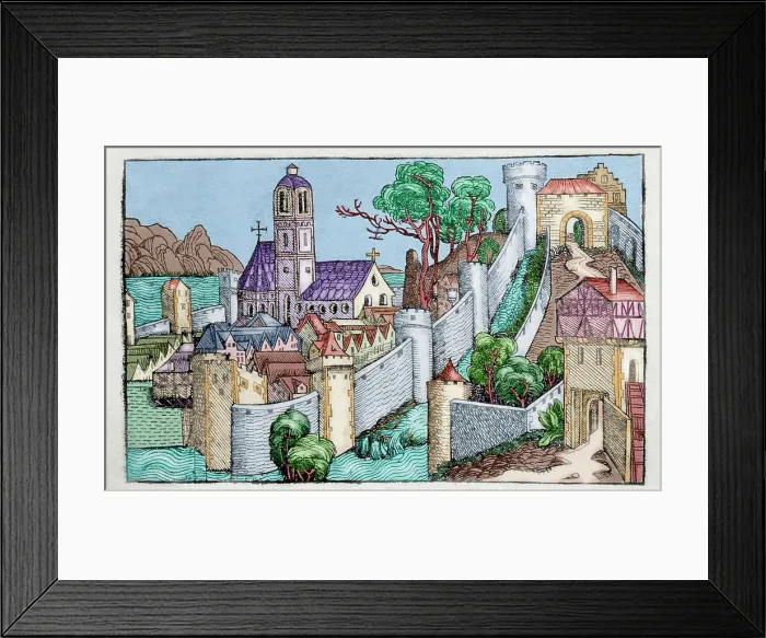 Framed Print : The city of Alexandria. Liber chronicarum. 15th century. Col Framed Print : The city of Alexandria. Liber chronicarum. 15th century. Col