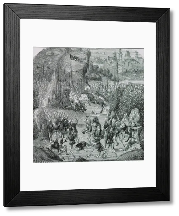 Framed Print : Battle of Otterburn. August 5, 1388. Engraving Framed Print : Battle of Otterburn. August 5, 1388. Engraving