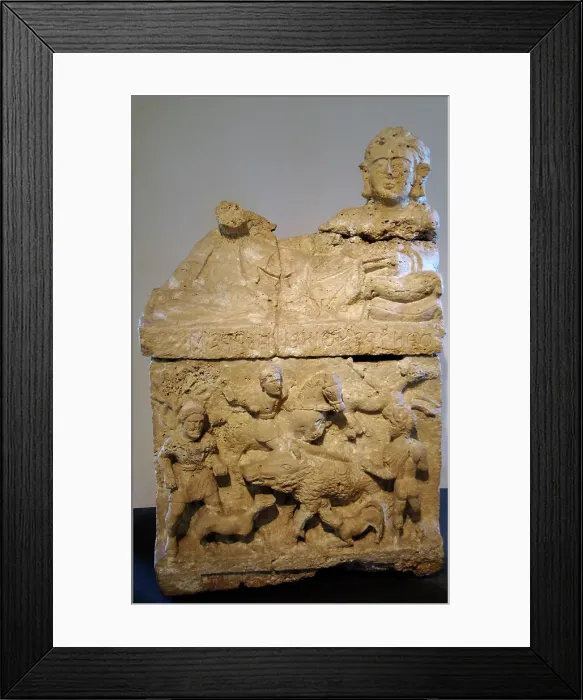 Framed Print : Etruscan Art. Italy. Travertine's sarcophagus-urn. Tomb of C Framed Print : Etruscan Art. Italy. Travertine's sarcophagus-urn. Tomb of C