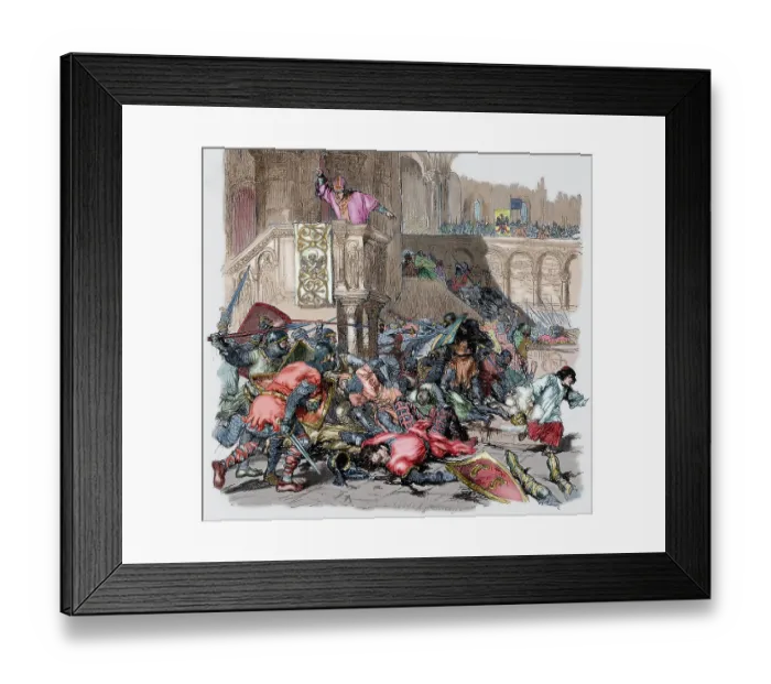 Framed Print : Hezel of Hildesheim (1025-1079) inciting his supporters to t Framed Print : Hezel of Hildesheim (1025-1079) inciting his supporters to t