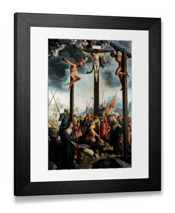 Framed Print : Triptych of the Crucifixion, 1535, by Jan van Scorel (1495-1) Framed Print : Triptych of the Crucifixion, 1535, by Jan van Scorel (1495-1)
