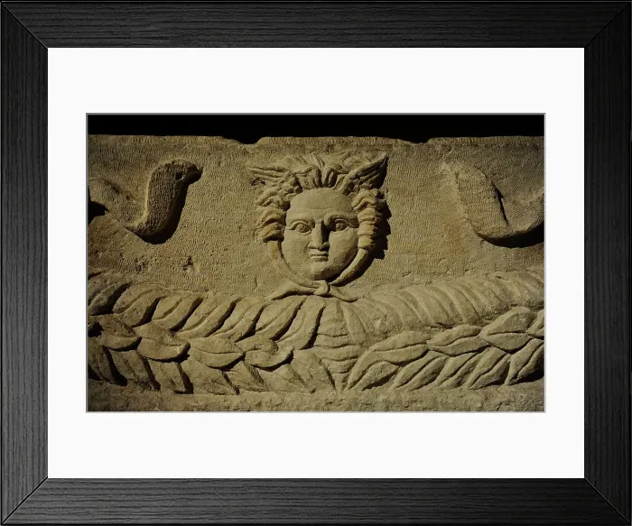 Framed Print : Sarcophagus tub. 2nd century AD. Medusa. From Sidon (Lebanon) Framed Print : Sarcophagus tub. 2nd century AD. Medusa. From Sidon (Lebanon)