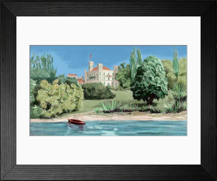 Framed Print : Castle and Lake Starnberg, last residence and place of the d Framed Print : Castle and Lake Starnberg, last residence and place of the d
