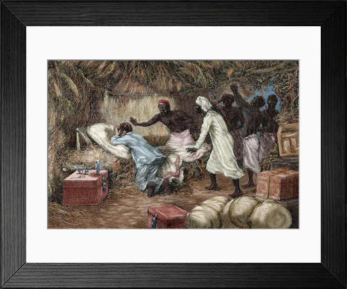 Framed Print : Death of David Livingstone (1813-1873). Engraving. Colored Framed Print : Death of David Livingstone (1813-1873). Engraving. Colored