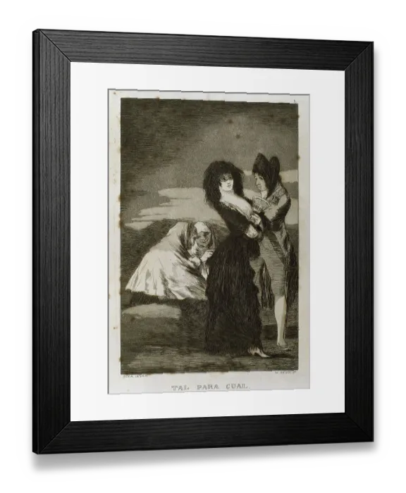 Framed Print : Francisco Goya (1746-1828). Caprices. Plaque 5. Two of a kin Framed Print : Francisco Goya (1746-1828). Caprices. Plaque 5. Two of a kin