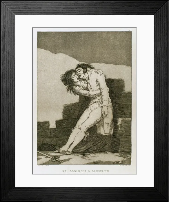 Framed Print : Francisco Goya (1746-1828). Caprices. Plaque 10. Love and d Framed Print : Francisco Goya (1746-1828). Caprices. Plaque 10. Love and d