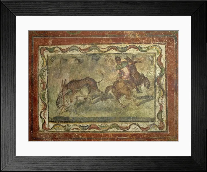 Framed Print : Hunting scene. Roman painting. Domus. 4th C. Merida (Augusta) Framed Print : Hunting scene. Roman painting. Domus. 4th C. Merida (Augusta)