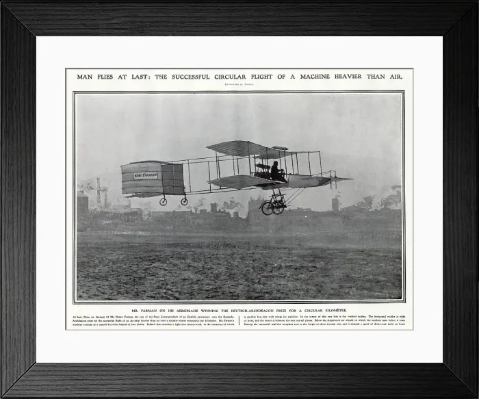 Framed Print : Henri Farman - Flight of One Kilometre 1908 Framed Print : Henri Farman - Flight of One Kilometre 1908