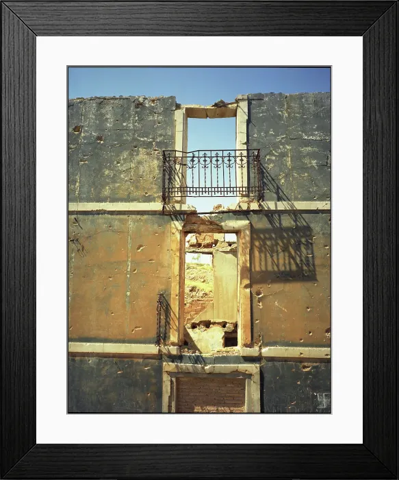 Framed Print : Balcony Belchite showing bullet damage Spain Framed Print : Balcony Belchite showing bullet damage Spain