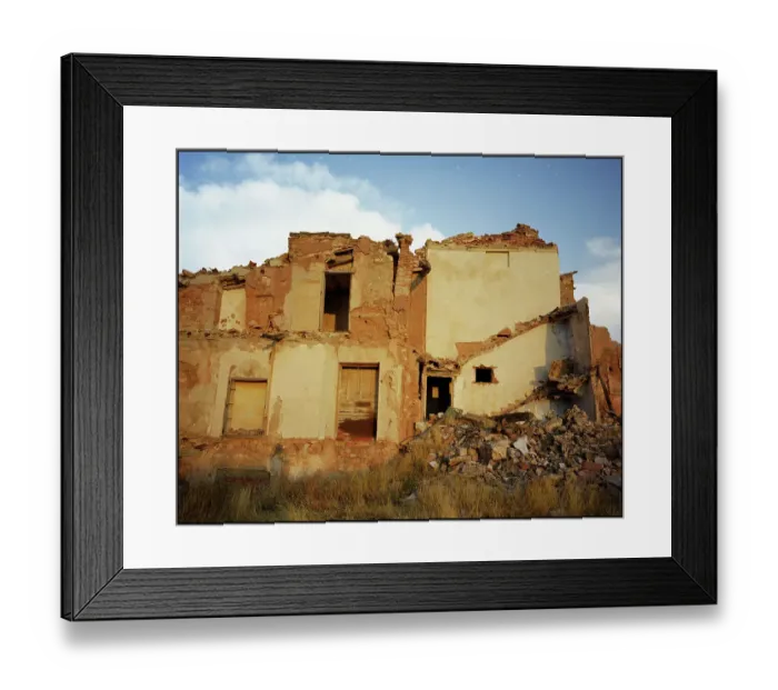 Framed Print : Damaged houses, Belchite, Spain Framed Print : Damaged houses, Belchite, Spain