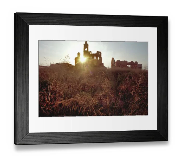 Framed Print : Silhouette of church and ruins, Belchite, Spain Framed Print : Silhouette of church and ruins, Belchite, Spain