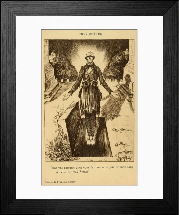 Framed Print : WW1 - French Patriotic postcard - Our debts Framed Print : WW1 - French Patriotic postcard - Our debts