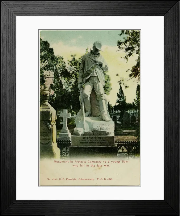 Framed Print : Monument to young Boer - Pretoria Cemetery, South Africa Framed Print : Monument to young Boer - Pretoria Cemetery, South Africa
