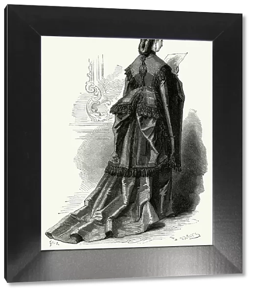 Woman wearing morning dress 1875